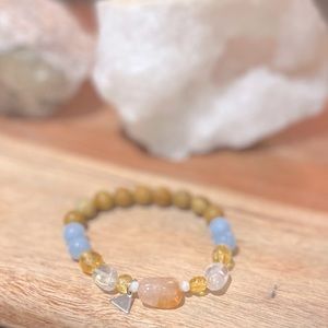 Gemstone Bracelet✨Citrine, Angelite, Woodgrain Jasper and Lister Quartz